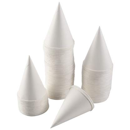 AD30-White Paper Cone Cups, Snow Cone Cups,Coated Leakproof Cone Paper Cups for , Shaved Ice, Water 200Pcs