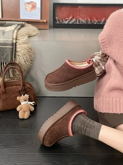 Women's Thi Bot Slip-On Slippers Fce Lined Easy Wear Lazy oes Anti-Slip Comfortable Footwear Faionable Winter Sli...