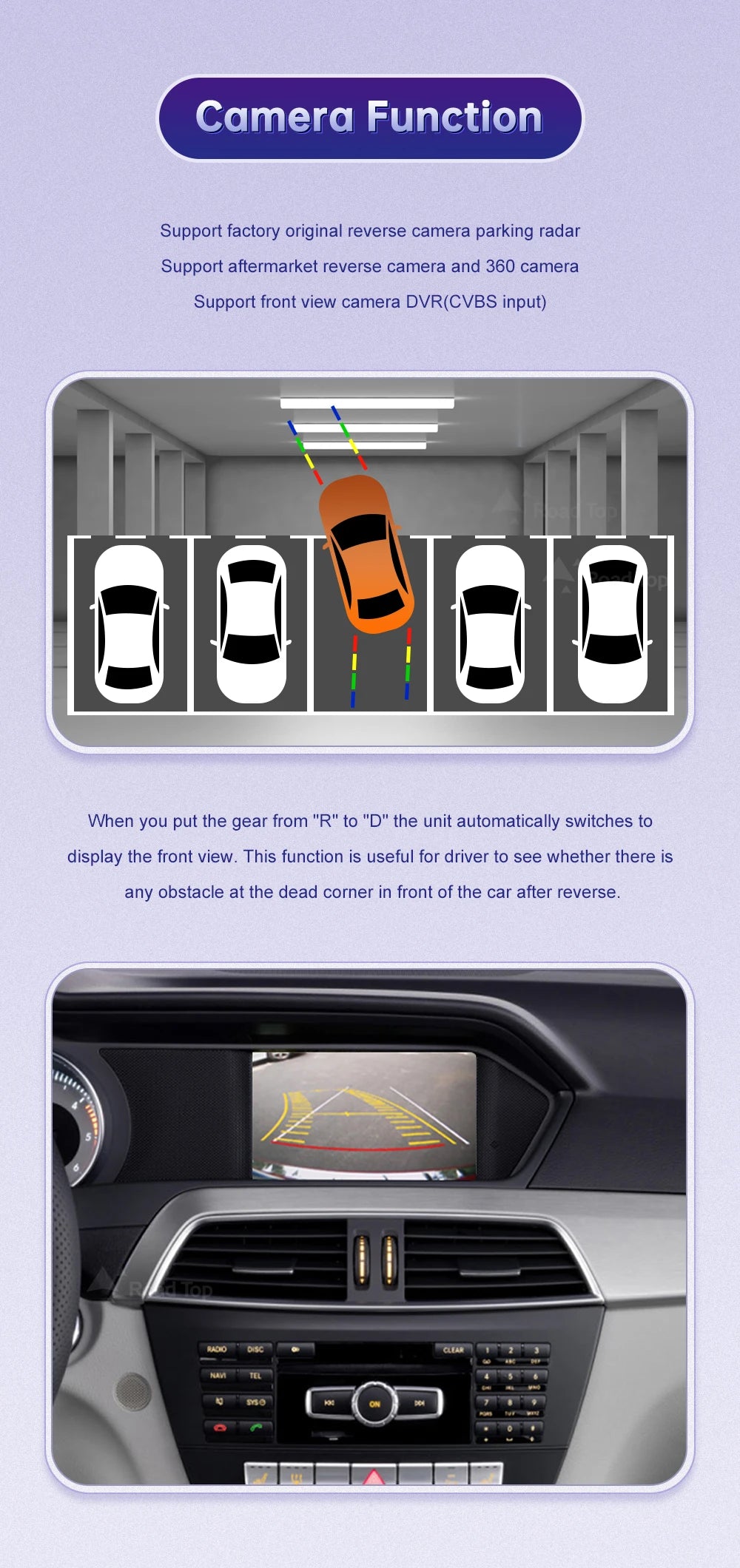 Road Top Wireless CarPlay for Mercedes Benz C Class W204 NTG4.5/4.7 2011-2014 Android Auto Mirror Link AirPlay Car Play