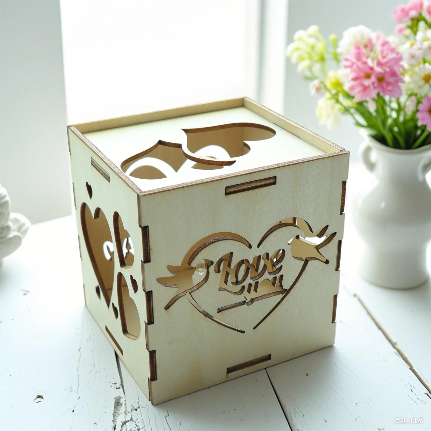 Romantic Ambient Light, Love - Heart Shaped Hollow - Out Wooden Night Light, Warm Decor, Romantic "Heart" Choice