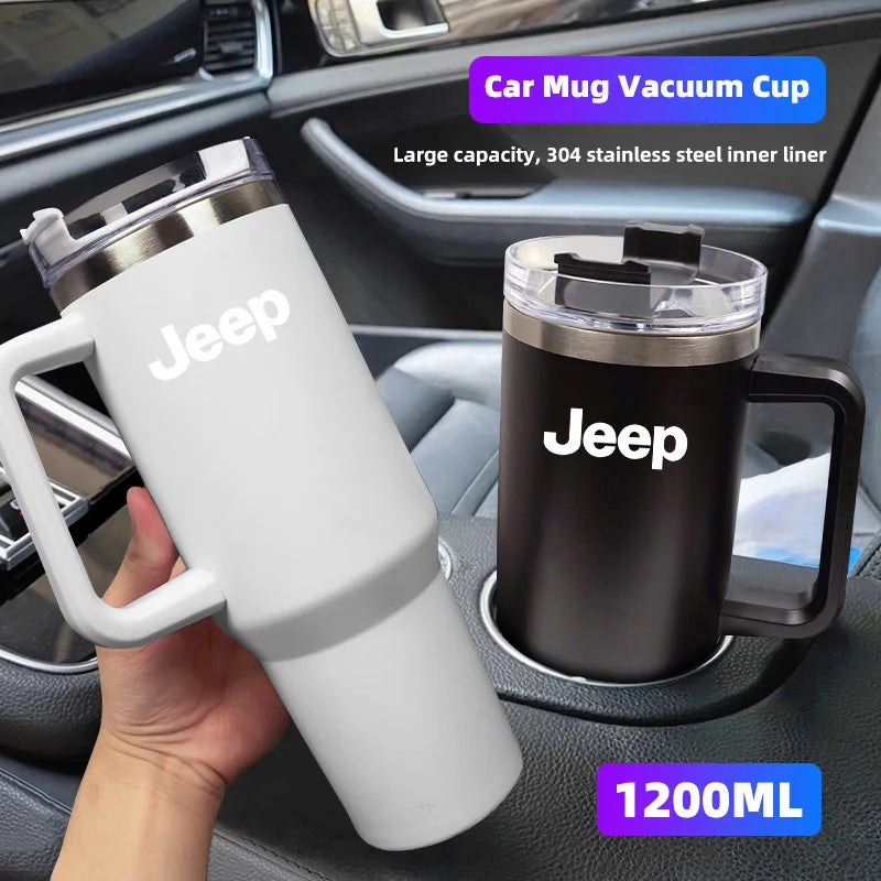 1200ML Car Mug Vacuum Cup 304 Stainless Steel Thermos For Jeep Grand Cherokee Wrangler JK Gladiator Compass Renegade Wagoneer