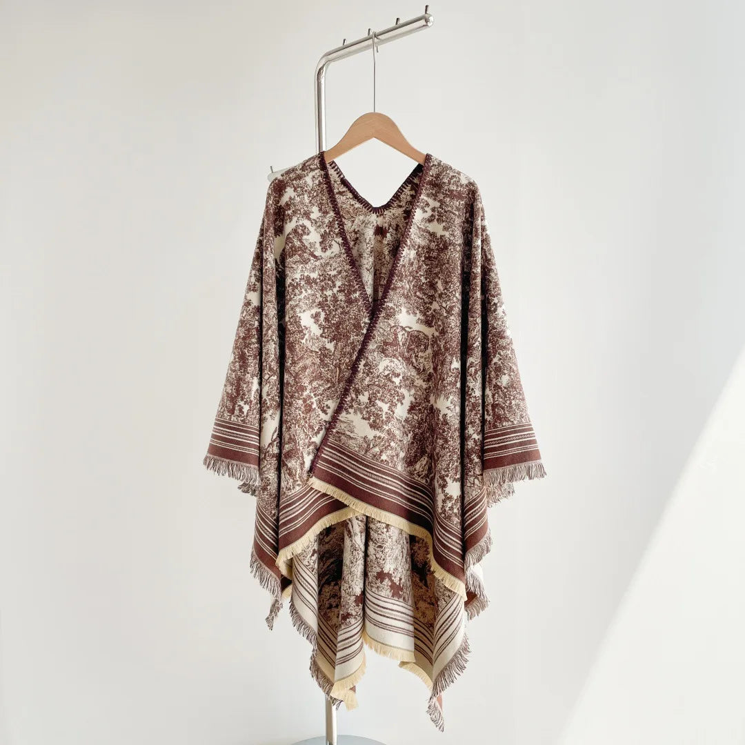 Warm Faux Cashmere Double-Sided Women's Scarf Spring Autumn Winter Air Conditioned Room Decorated Aslan Cape Fashionable Commute