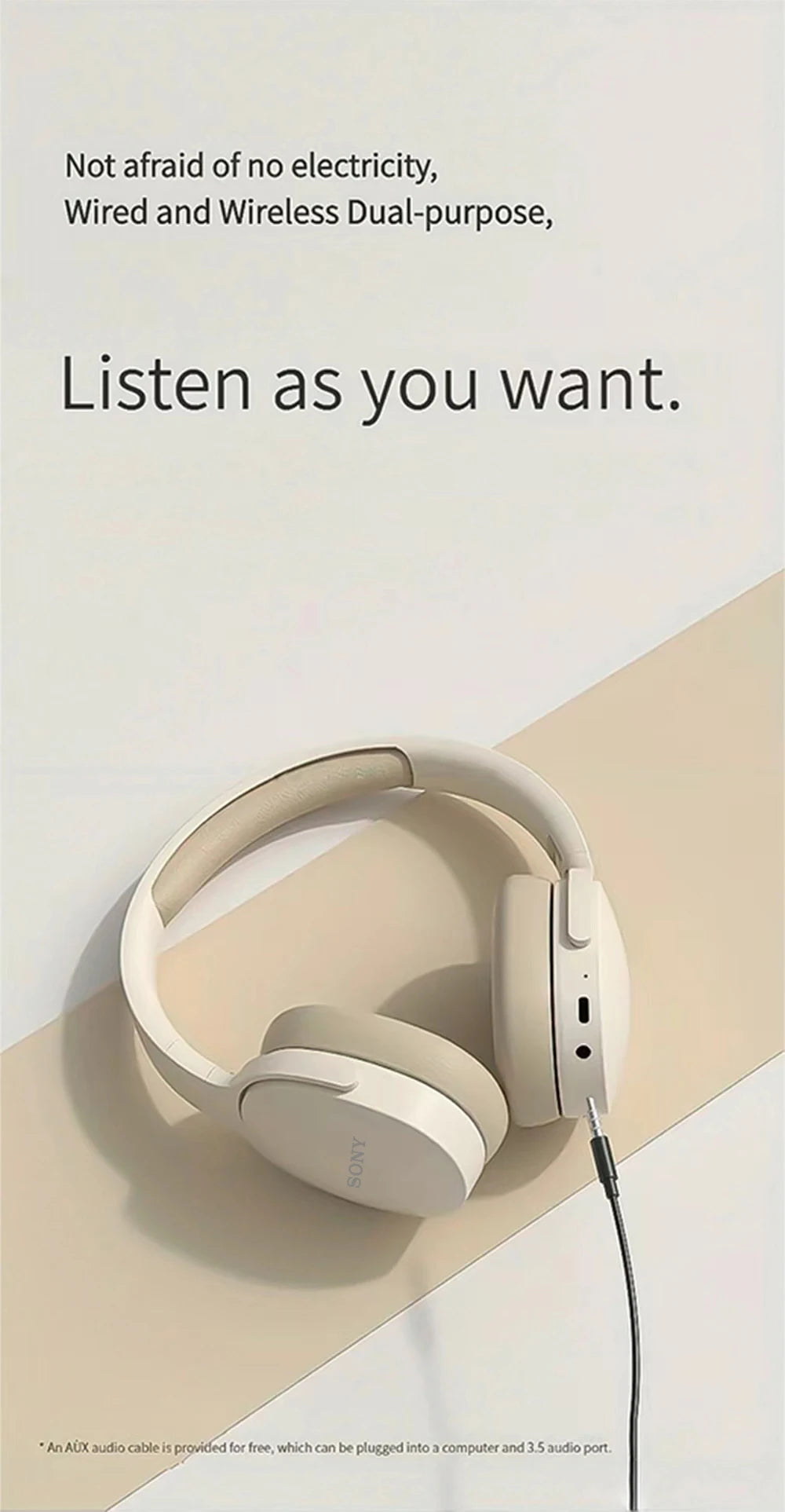 SONY P2961 Wireless Headphones Bluetooth Foldable 9D HIFI Stereo Sound Headset Long Battery Life Heavy Bass Earphone