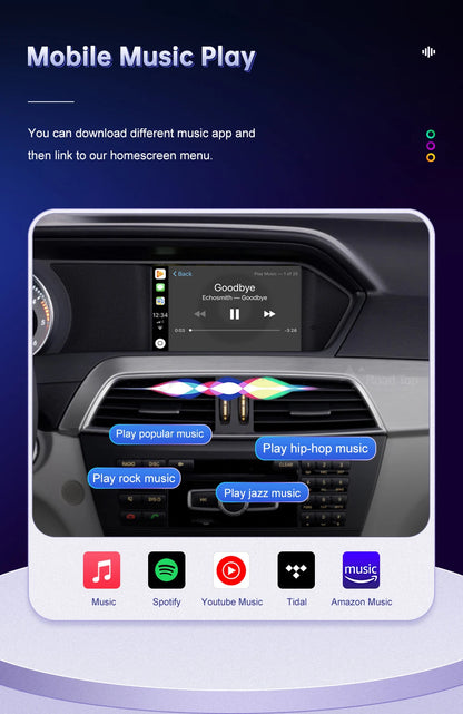 Road Top Wireless CarPlay for Mercedes Benz C Class W204 NTG4.5/4.7 2011-2014 Android Auto Mirror Link AirPlay Car Play