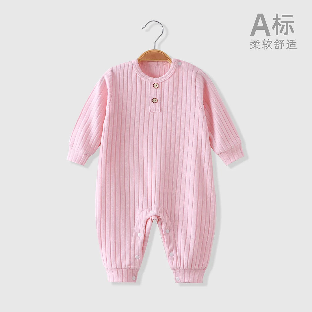 Somenie Unisex Baby Long-Sleeve Onesie for Autumn Winter Boys' Girls' Baby Striped Romper  Infant Outdoor Wear Trends 1-3-9-18M