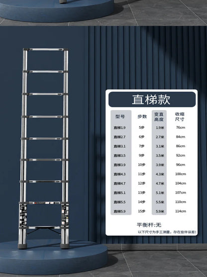 Retractable Portable Folding Ladder Household Simple Thickened Telescopic Vertical Ladder Engineering Loft Hidden Lift Ladder