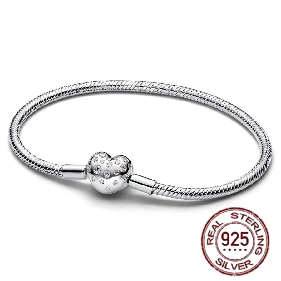 The best-selling S925 sterling silver heart-shaped crown snake bone chain is perfect for the original DlY bracelet! A perfect je