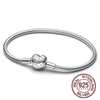 The best-selling S925 sterling silver heart-shaped crown snake bone chain is perfect for the original DlY bracelet! A perfect je