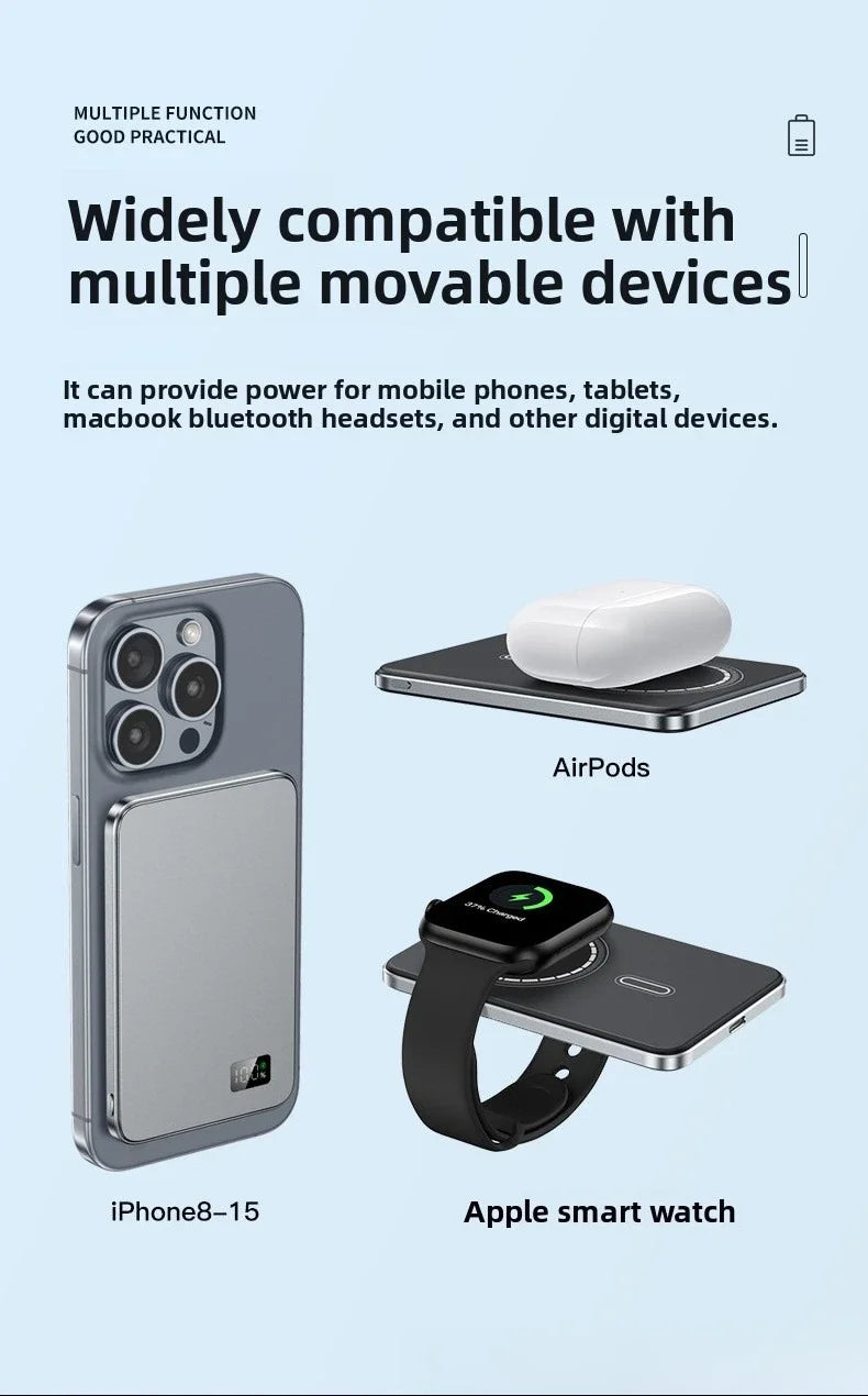 CCC Certified China standard Thin Ultra Power Bank for MagSafe Magnetic Wireless Portable Battery Display for iwatch Airpods