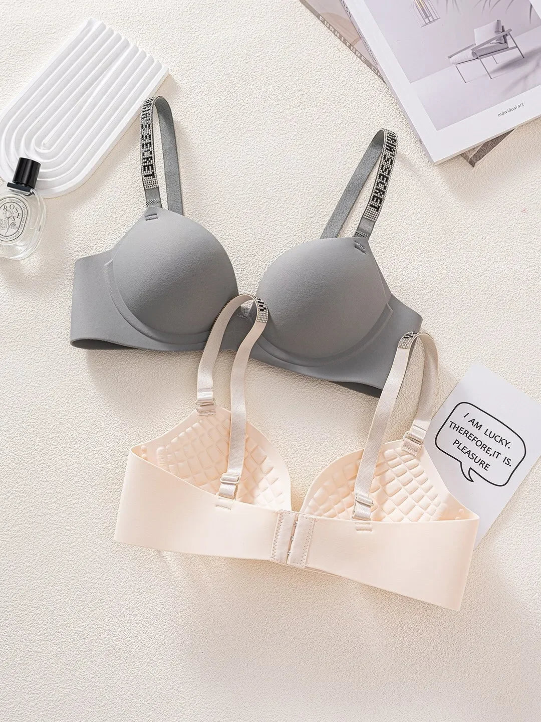 Wireless Letter Strap Bra Women's Summer Thin Comfortable Small Chest Gathered Look Big Sexy Anti-Sagging Exposed Bra