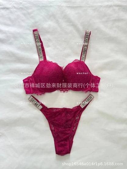 Sexy Diamond Lingerie Set Thickened Shaping Adjustable Bra Ensemble Comfortable Gathered Upper Lift Traditional Style Luxury...