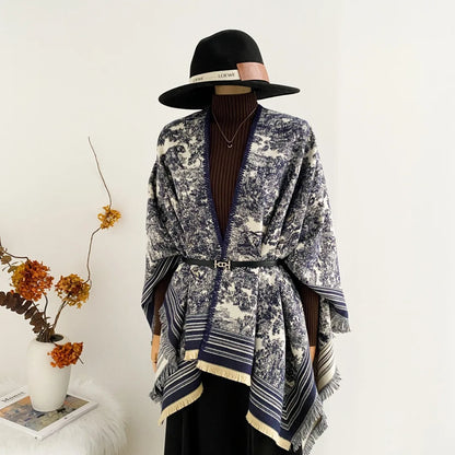 Warm Faux Cashmere Double-Sided Women's Scarf Spring Autumn Winter Air Conditioned Room Decorated Aslan Cape Fashionable Commute