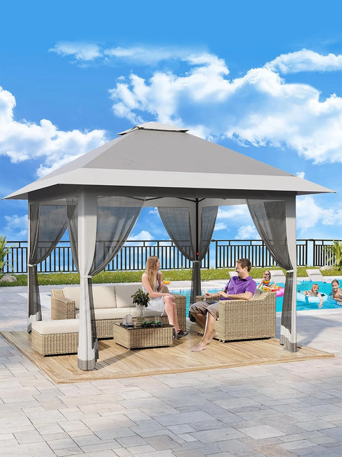 13x13FT Pop Up Gazebo, Canopy Tent with Mosquito Netting, Outdoor Patio Gazebo, Backyard Tent for Party Wedding Outdoor Dining