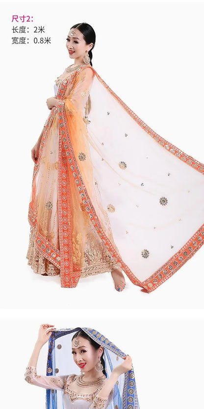 2025 indian traditional sari gauze embroidery exotic style women veil ethnic elegant long shawl women elegant indian shawl s590