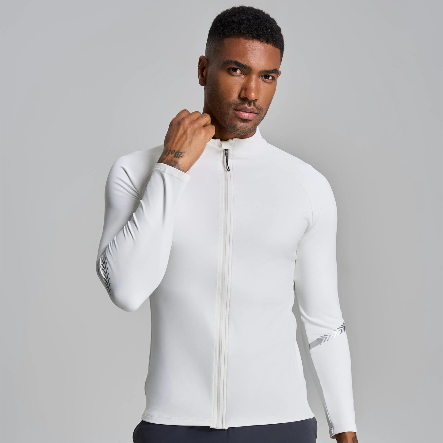 Winter Mens Running Jackets Long Sleeve Full Zipper Training Shirts Workout Sports Sweatershirt Sportswear Elastic Reflective