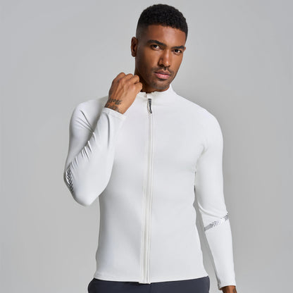 Winter Mens Running Jackets Long Sleeve Full Zipper Training Shirts Workout Sports Sweatershirt Sportswear Elastic Reflective
