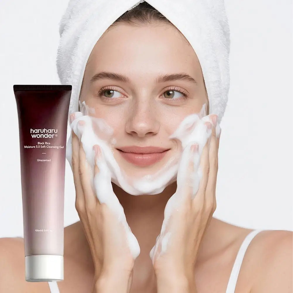 100ml Haruharu Wonder Black Rice Moisturizing 5.5 Soft Cleansing Gel Deep Clean Pores, Decontamination Nourishes, Mild Skin Care