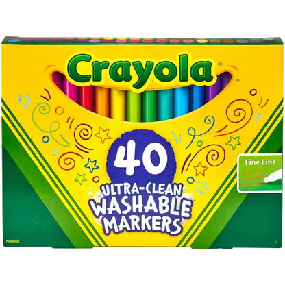 CrayolaUltra-Clean Washable Classic Markers, Fine Point - Classic Colors, 40 per Set