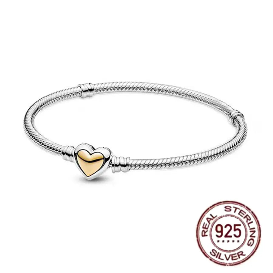 The best-selling S925 sterling silver heart-shaped crown snake bone chain is perfect for the original DlY bracelet! A perfect je