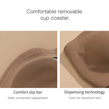 Women's Sexy Strapless Push Up Bra Removable Padded Seamless Ice Silk Top Women Invisible Beauty Back Anti-slip Off-shoulder Bra