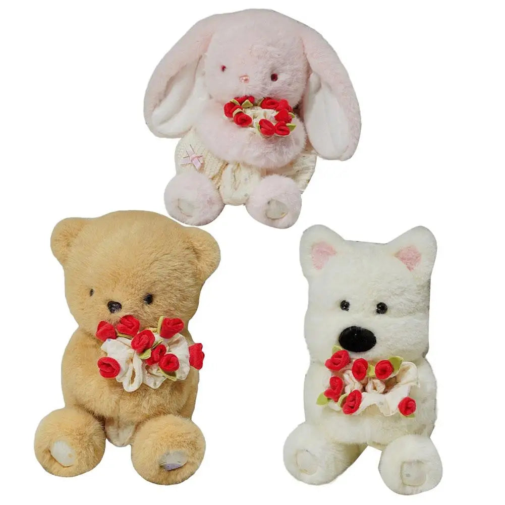 Romantic Teddy Bear Hugging Roses Bouquet New Style Rose Bear Plush Toy Plush Doll Valentine's Day Romantic Gift For Girls