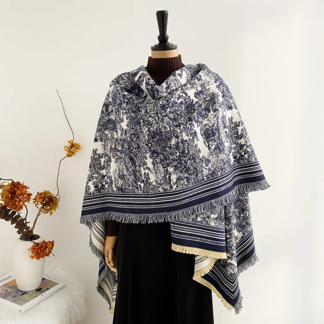 Warm Faux Cashmere Double-Sided Women's Scarf Spring Autumn Winter Air Conditioned Room Decorated Aslan Cape Fashionable Commute