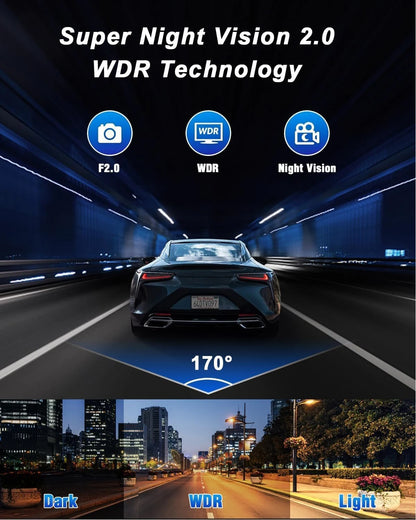 Dash Cam for Cars 3 Channel Car DVR 1080P Camera Video Recorder Front and Rear Inside View Camera for Vehicle Three Way Dashcam