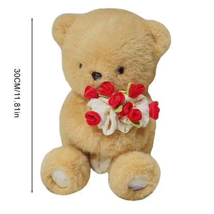 Romantic Teddy Bear Hugging Roses Bouquet New Style Rose Bear Plush Toy Plush Doll Valentine's Day Romantic Gift For Girls