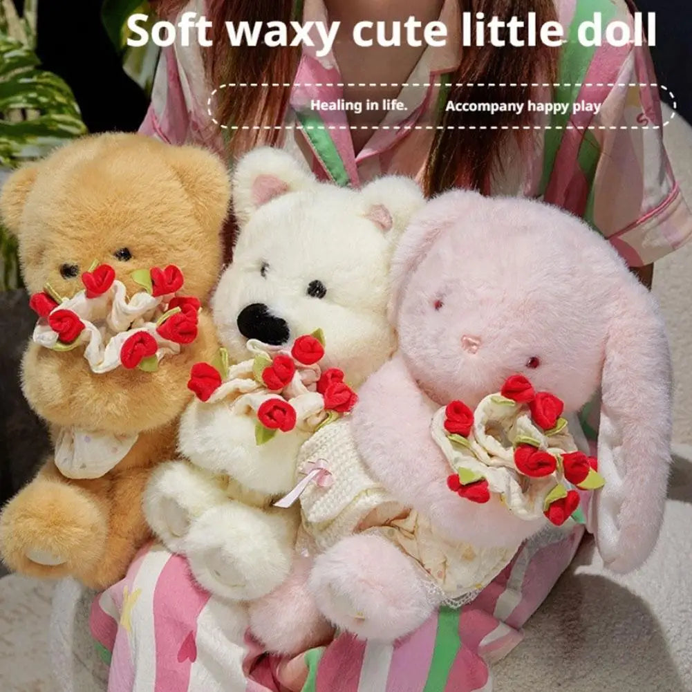 Romantic Teddy Bear Hugging Roses Bouquet New Style Rose Bear Plush Toy Plush Doll Valentine's Day Romantic Gift For Girls