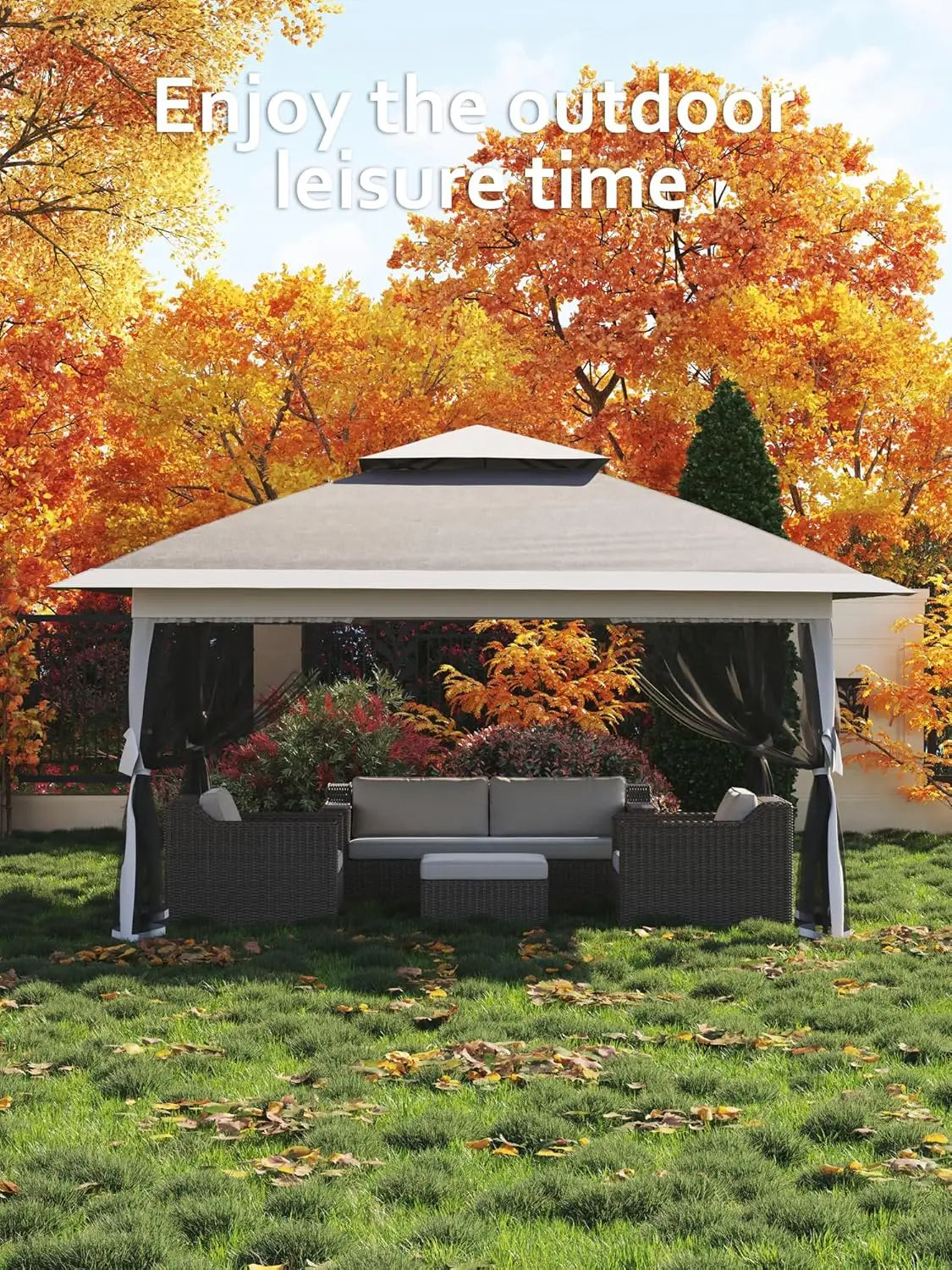 13x13FT Pop Up Gazebo, Canopy Tent with Mosquito Netting, Outdoor Patio Gazebo, Backyard Tent for Party Wedding Outdoor Dining