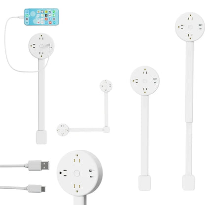 Rotates 180° Electrical Outlet Extender Adjustable Length Extension Cable US Plug Home Wall Desktop Ground Electric Socket