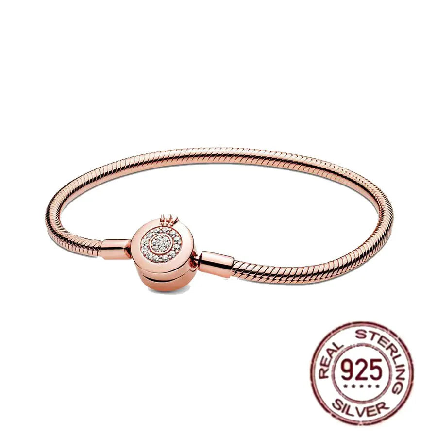 The best-selling S925 sterling silver heart-shaped crown snake bone chain is perfect for the original DlY bracelet! A perfect je