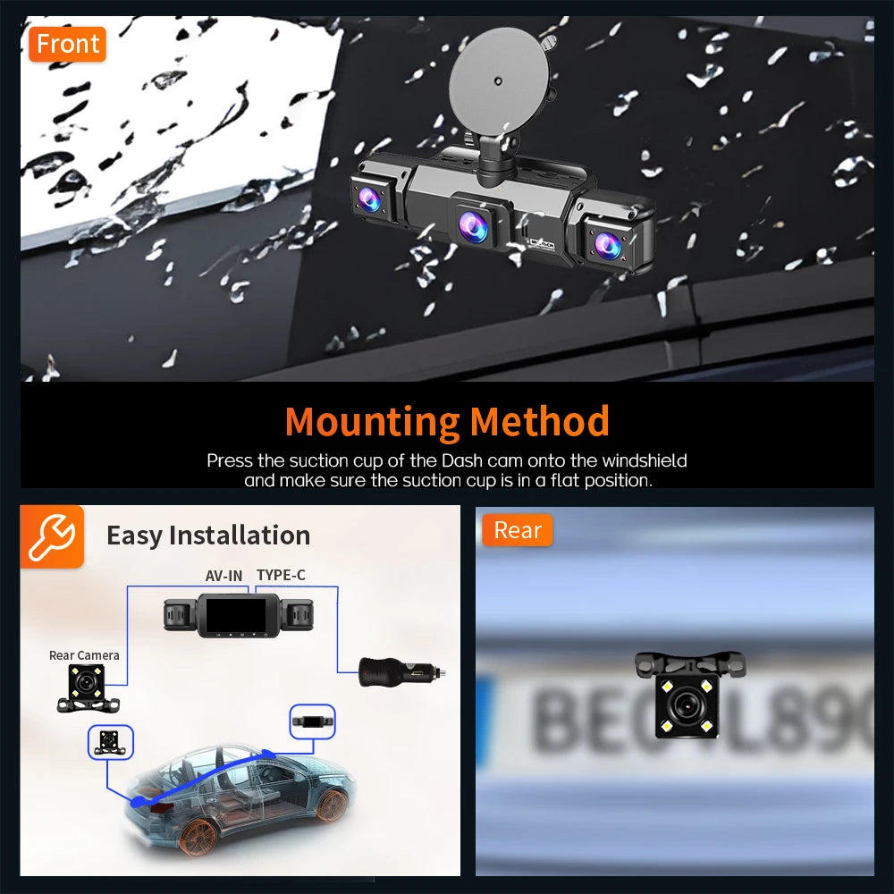 Dash Cam 4 Channel Driving Camera 1080P Front Left Right Rear Night Vision Loop Recording 24H Parking Monitor Auto parts