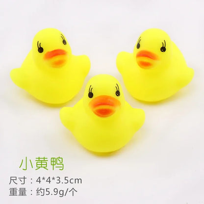 5Pcs/set Baby Bath Toy Kids Mini Floating Swimming Rings Rubber Yellow Ducks Fishing Net Washing Swimming Toddler Toys Water Fun