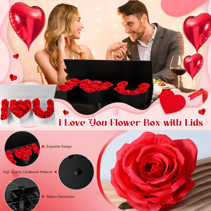 16Pcs Forever Rose I Love You Box Eternal Rose Preserved Flowers for Valentine's Day Birthday Gifts for Her Silk Simulated Roses