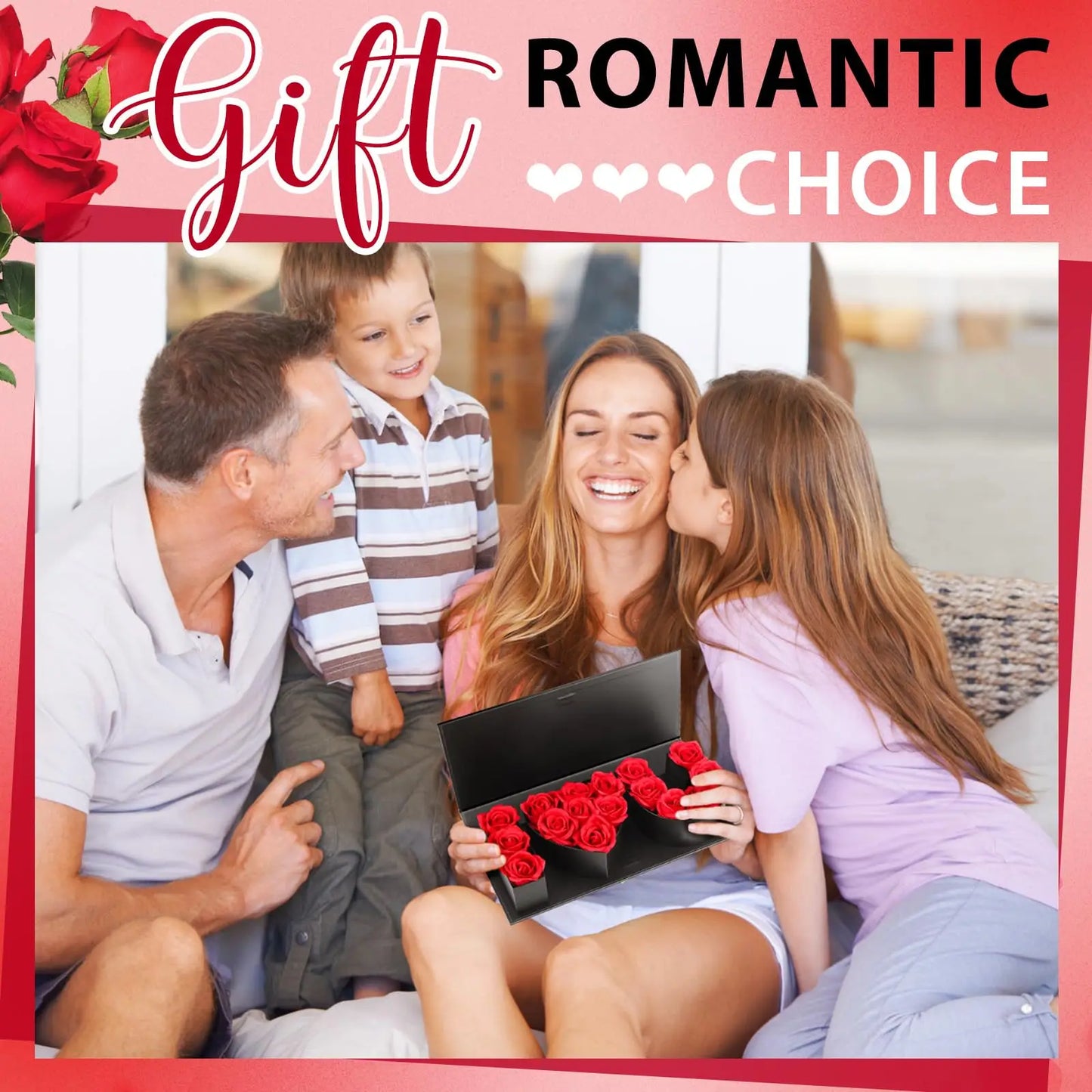 16Pcs Forever Rose I Love You Box Eternal Rose Preserved Flowers for Valentine's Day Birthday Gifts for Her Silk Simulated Roses