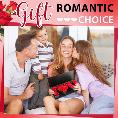 16Pcs Forever Rose I Love You Box Eternal Rose Preserved Flowers for Valentine's Day Birthday Gifts for Her Silk Simulated Roses