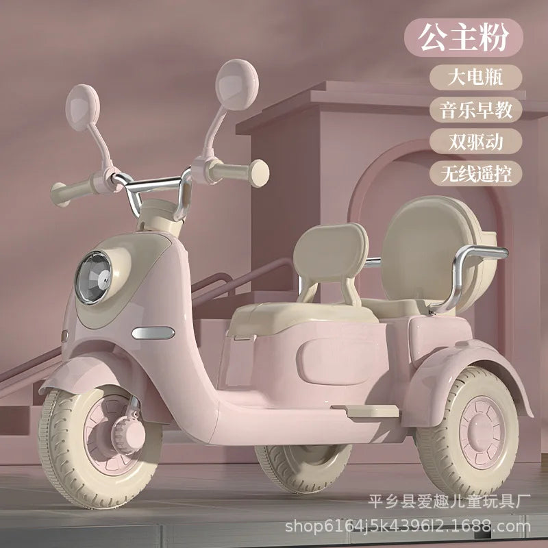 12V 4.5AH Remote Control New Baby's Two-Person Three-Wheel Electric Toy Children's Motorcycle With Double Seat