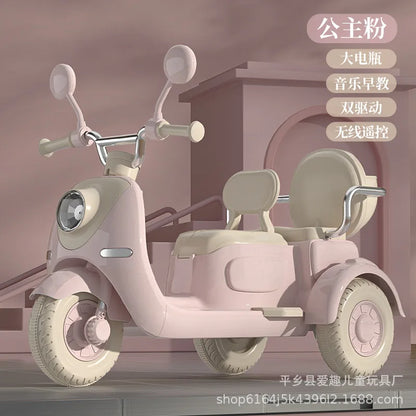 12V 4.5AH Remote Control New Baby's Two-Person Three-Wheel Electric Toy Children's Motorcycle With Double Seat