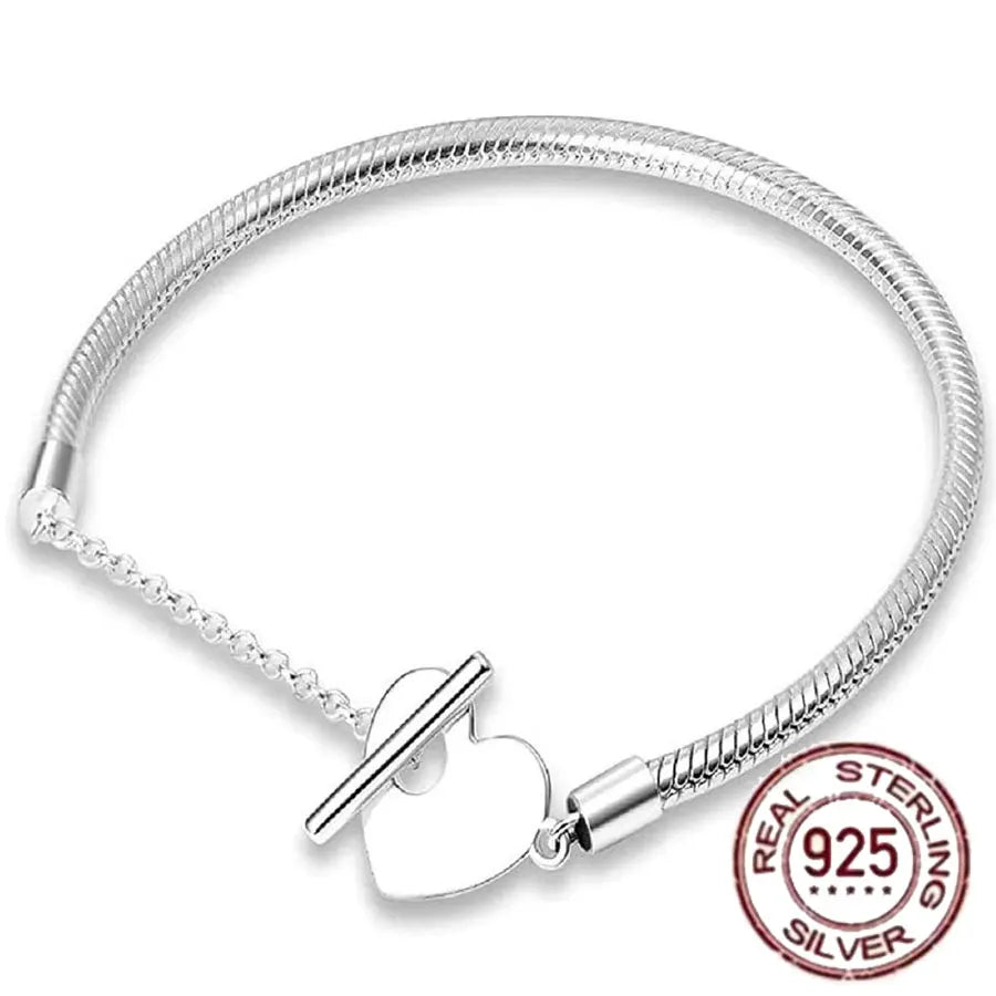 The best-selling S925 sterling silver heart-shaped crown snake bone chain is perfect for the original DlY bracelet! A perfect je