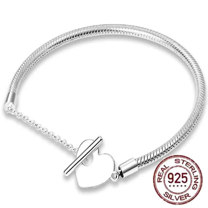 The best-selling S925 sterling silver heart-shaped crown snake bone chain is perfect for the original DlY bracelet! A perfect je