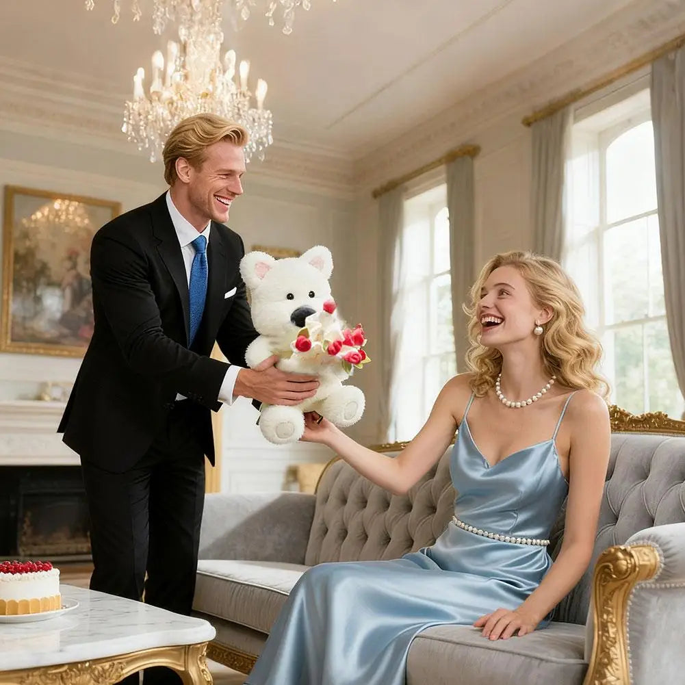 Romantic Teddy Bear Hugging Roses Bouquet New Style Rose Bear Plush Toy Plush Doll Valentine's Day Romantic Gift For Girls