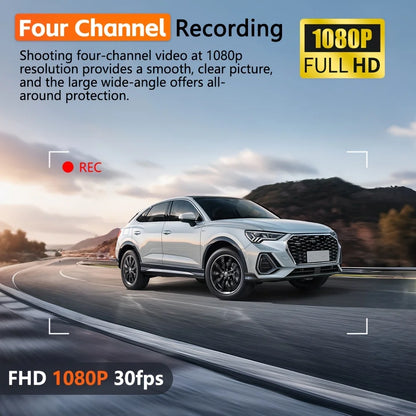 Dash Cam 4 Channel Driving Camera 1080P Front Left Right Rear Night Vision Loop Recording 24H Parking Monitor Auto parts