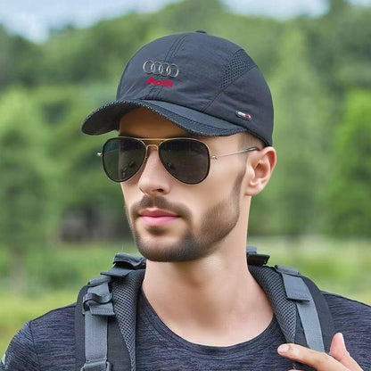 1PC Breathable Mesh Baseball Cap Adjustable Quick-Dry Sports Hat Trucker Cap For Audi Sline A1 A3 A4 A5 A6 A7 A8 Q3 Q5 Q7 TT RS
