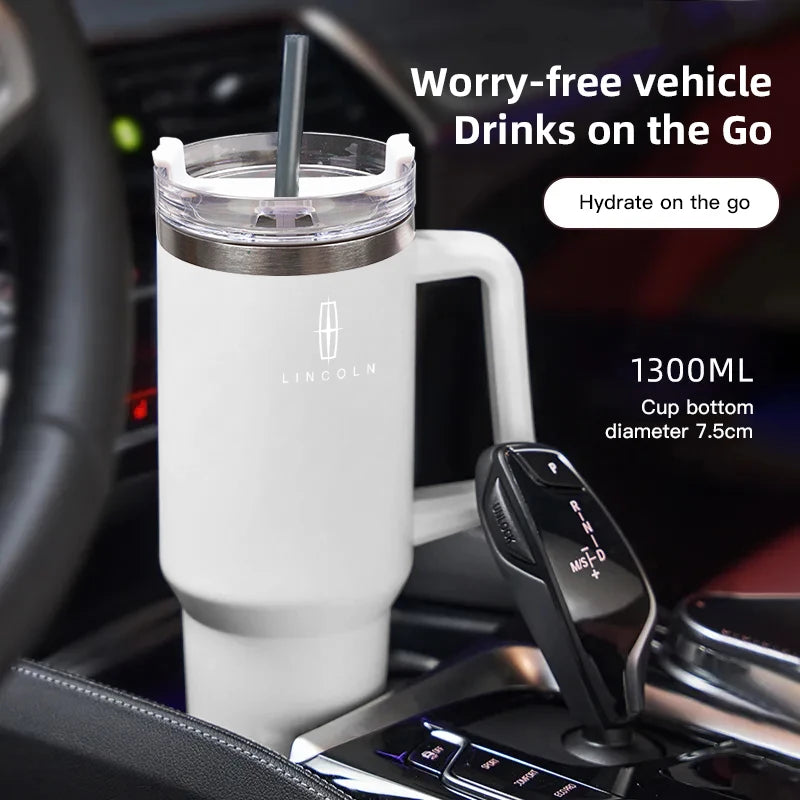 1200ML Large Capacity Stainless Steel Car Insulated Mug For Lincoln Navigator Continental Nautilus Aviator MKZ MKX MKC MKT MKS