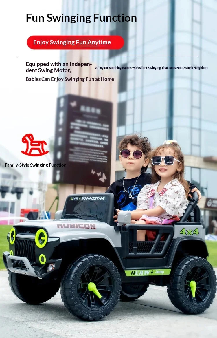 12V Kids Electric 4 Wheel Drive Off-Road Toy Rechargable Battery Car Sit By Child With Remote Control And LED Light