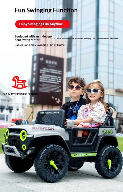12V Kids Electric 4 Wheel Drive Off-Road Toy Rechargable Battery Car Sit By Child With Remote Control And LED Light