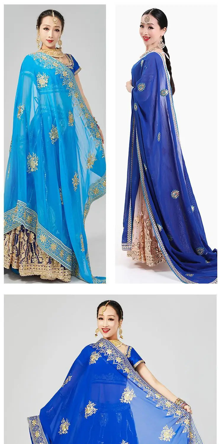 2025 indian traditional sari gauze embroidery exotic style women veil ethnic elegant long shawl women elegant indian shawl s590