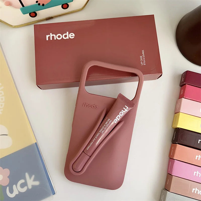 RHODE Phone Case for iPhone 17 Pro Max Air 16 15 14 13 12 11 Pro Max Plus Soft Silicone With Box Lipstick Holder Bumper Cases