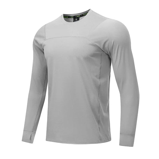 Quick Dry Long Sleeve T-Shirt Men's Thin Collar Breathable Outdoor Sports Base Shirt Striped Pattern Casual Comfortable Top